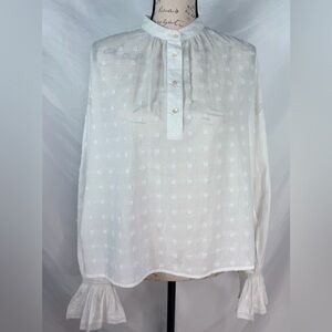 MAISON ANANA Swiss Dot lace cuff Boho blouse NWT Parisian Cotton Top Medium